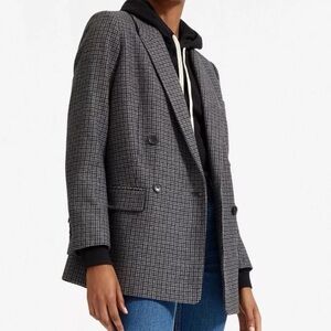 Everlane Gray Houndstooth Oversized Double-Breasted Blazer